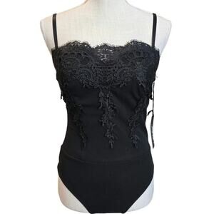NWT Women's Sexy Black Lace Tank Bodysuit Sz. Medium